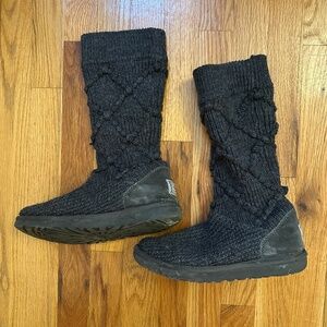 UGG Australia Black Knit Sweater Sock Boots
